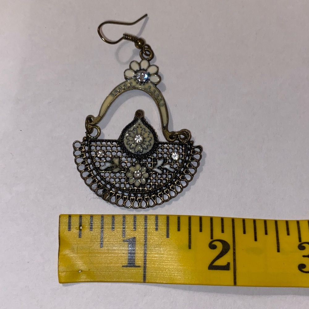 Silver-Tone Ornate Filigree Lightweight Hoop Dangle Earrings - Picture 7 of 8